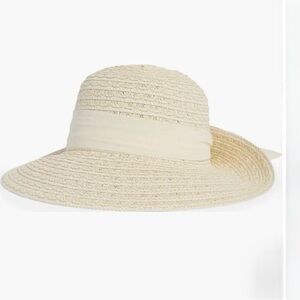 NWT Nine West Multi Straw Flip Up Floppy  Hat Ivory Combo